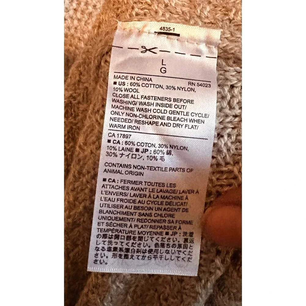 Banana Republic‎ Men Beige Textured Knit Mock Neck Button Pullover Sweater L NWT - Picture 6 of 6